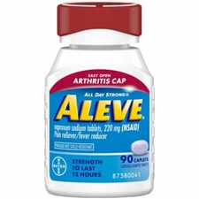 Aleve Pain Relief Naproxen Sodium Caplets with Easy Open Arthritis Cap  90 Count
