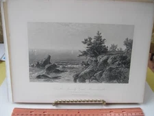 Vintage Print,ON BEVERLY COAST,Engraving,Picturesque America,1873