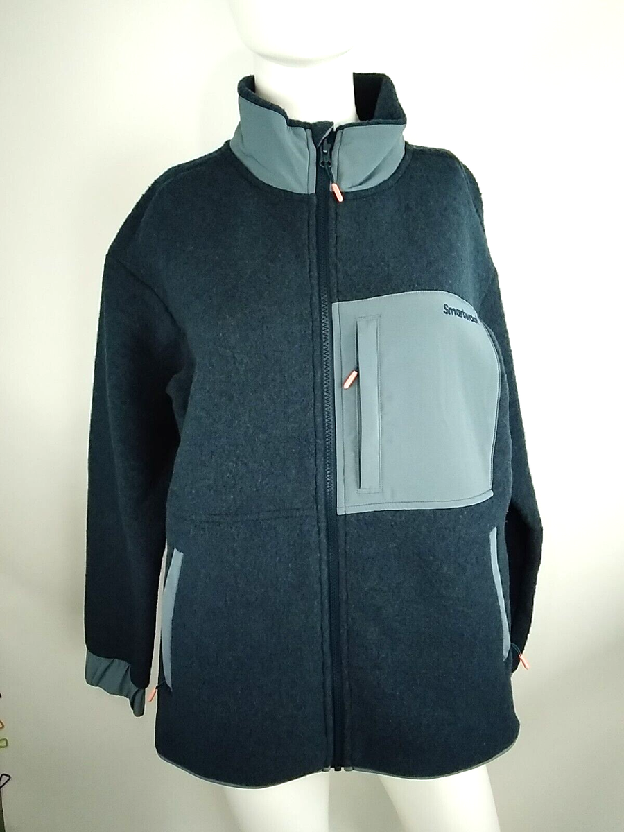 Smartwool Women Hudson Trail Fleece Full Zip Jacket Blue Medium