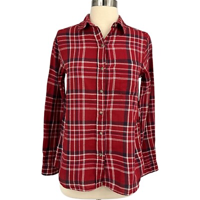 Marine Layer Abby Button Down Shirt Red Plaid Size S Long Sleeve Collared