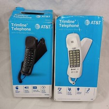 2 - AT T TRIMLINE Phone Corded Home Easy Mount Black White New TR1909 210