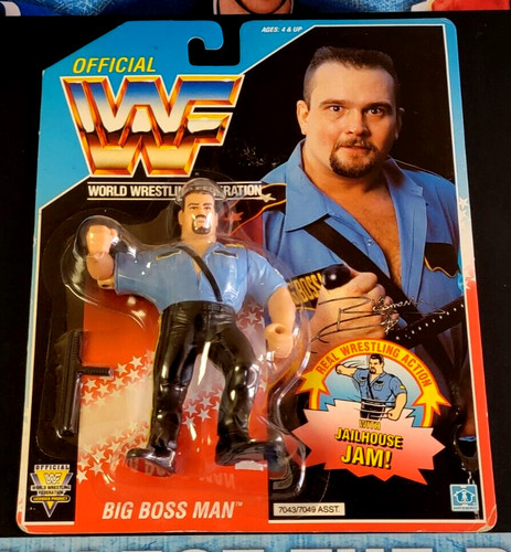 Vintage Hasbro WWF Big Boss Man Series 3 Blue Card...