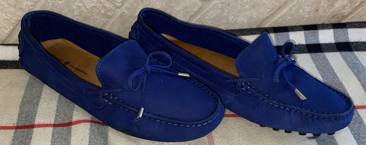 Mercanti Fiorentini Loader Royal Blue Driving Shoes Suede 