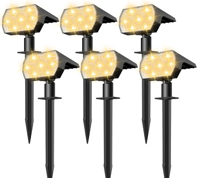 56 LED Solar Spotlights - Waterproof IP68, 3 Modes, 6 Pack, Warm White