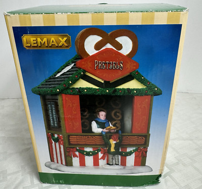 LEMAX Pretzel Stand with Child Christmas Village Statue Figure in Box Retired
