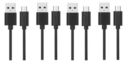 Playstation 4 Zubehör: 4er-Pack 2m Micro-USB-Ladekabel für Controller Schwarz