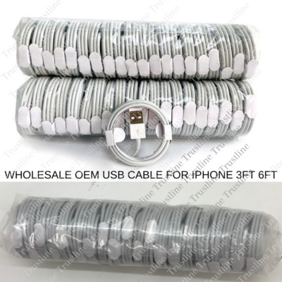 Wholesale Bulk Lot USB Cable 3/6Ft For iPhone 14 13 12 11 XR 8 7 6 Charger Cord
