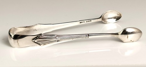 Antiguas pinzas de azúcar de plata esterlina, victorianas - Imagen 2 de 9