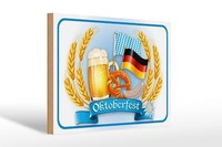 Holzschild Hinweis 30X20Cm Oktoberfest Bier Brezel Wurst Deko Schild Wooden Sign