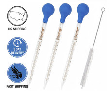 3PCS 10ml Glass Dropper Pipette Set Graduated Liquid Transfer w Brush