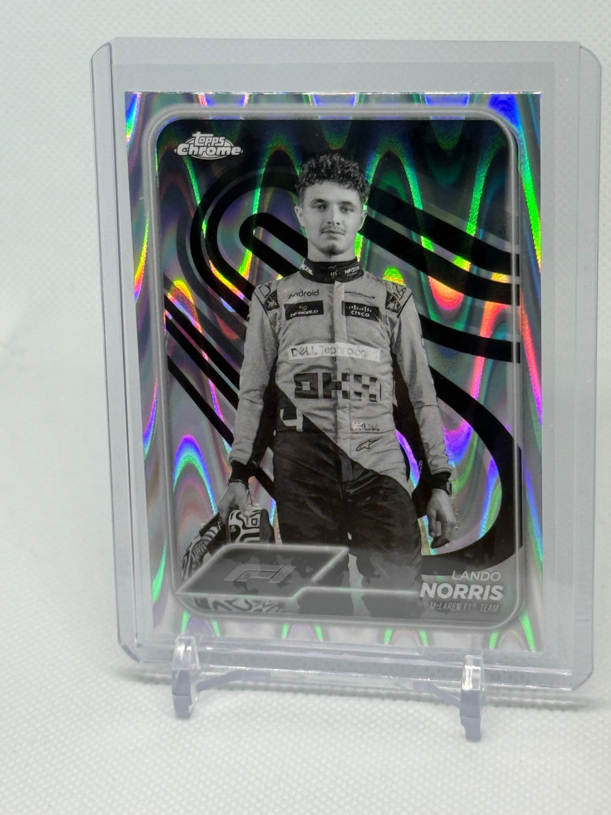 LANDO NORRIS Black & White RayWave Refractor 2024 Topps Chrome Formula 1 F1 #7