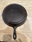 Vintage Unmarked Lodge #10 3-Notch 12” Cast Iron Skillet with Heat Ring.