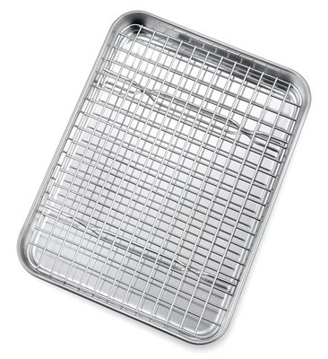10  Toaster Oven Pan And Rack Set, Stainless Steel, Cooling Rack Dishwasher Safe