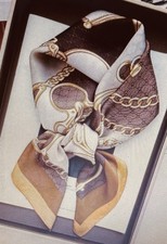 SILKY "HORSE THEME INSPIRED" PAISLEY SQUARE SCARF