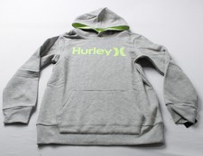 Hurley Boy's Pullover Logo Print Hooded Sweatshirt JL3 Gray Medium NWT