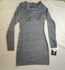 I.N. San Francisco Women's Size Small Gray Sweater Mid Dress Cow Neck With...