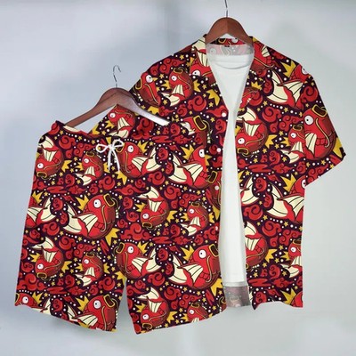 Magikarp Hawaiian Shirt Tropical Button Up Shirt Funny  Summer Beach Shorts gift