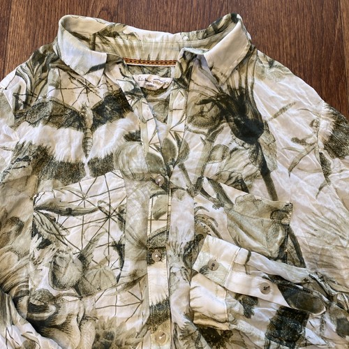 Anthropologie Pilcro grün Blumenmuster Knopfleiste Hemd Größe Medium leicht Hi Low - Bild 2 von 5