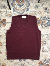 Vintage Lord Jeff Sweater Vest Mens Medium Burgundy Orlon Wool V Neck Knit USA
