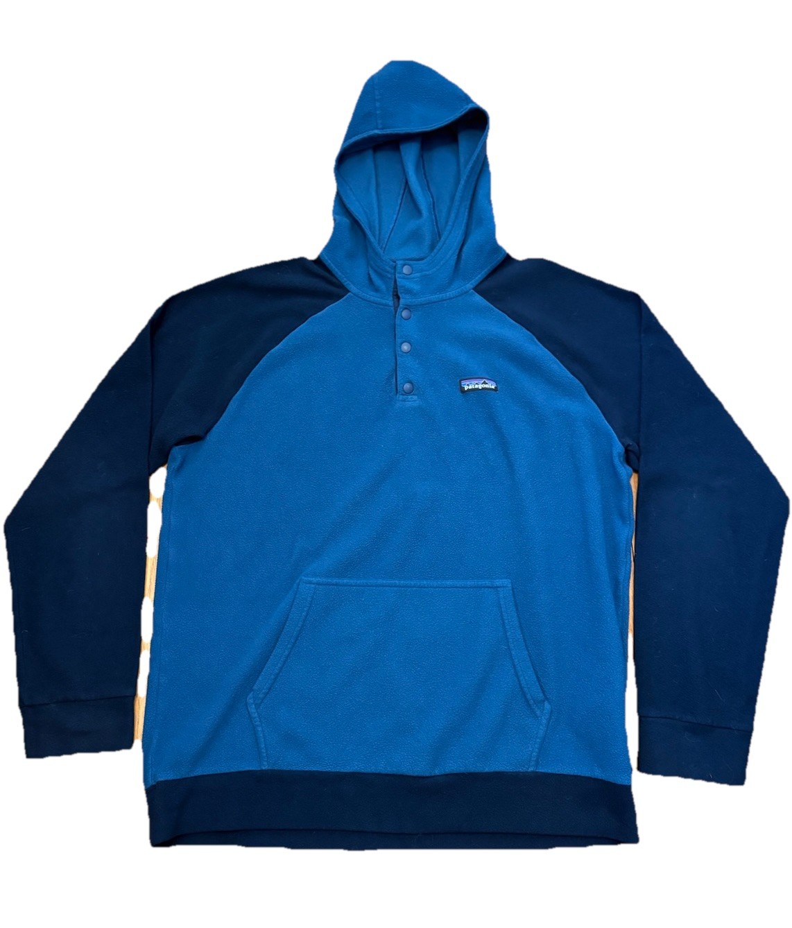 Patagonia Micro D Snap T Fleece Hoodie Mens L Regular Blue/Navy Excellent