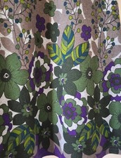 Apricot Vintage Retro Style Floral Print Tunic Mini Dress - Green Purple Grey