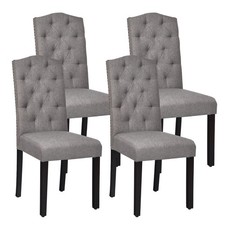 Fabric Dining Chairs Set of 4 with Solid Wood Leg