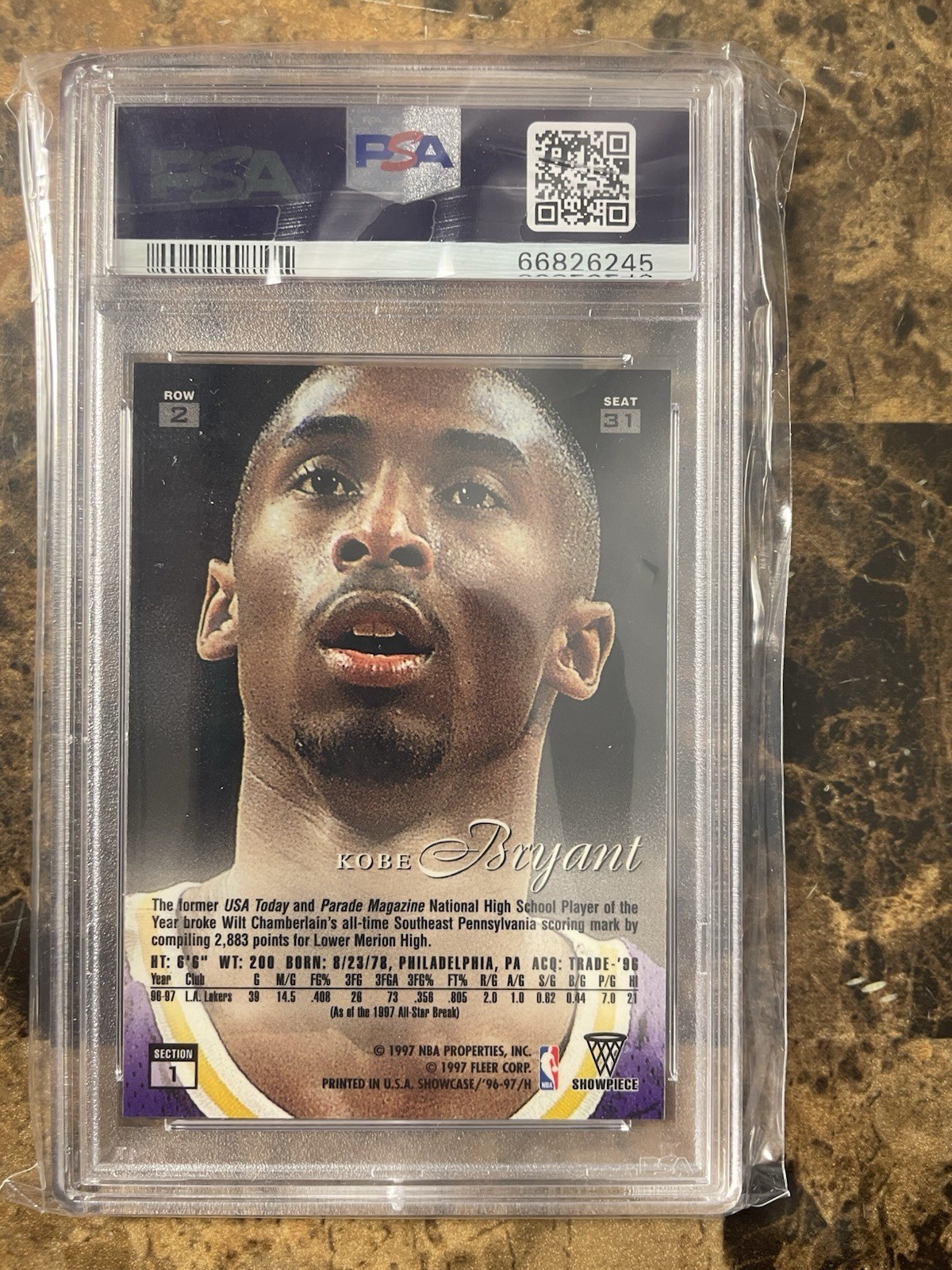 1996-97 Flair Showcase - Kobe Bryant #31 Row 2 (RC) view 2