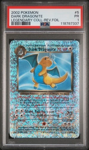 2002 POKEMON LEGENDARY COLLECTION #5 DARK DRAGONITE-REVERSE FOIL PSA 1