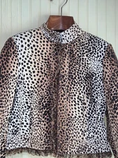 Carlisle Jacket Women Size 8 Leopard Print Collared Long Sleeve Lightweight