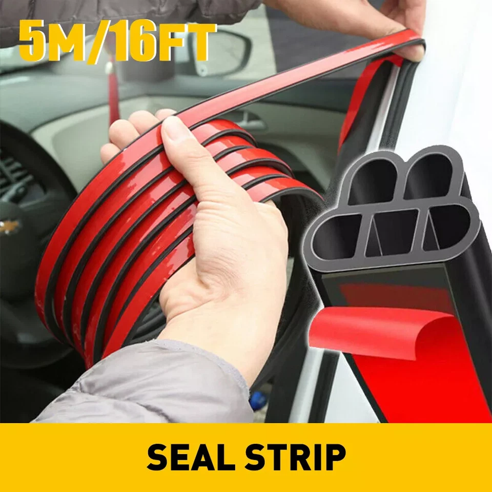 Universal Car Door Rubber Weather Seal Hollow Strip Weatherstrip 16FT 5M L-Shape - Изображение 2 из 4