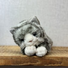 Keel Toys Tabby Cat - Gorro Gato Tabby Gris Peluche Ojos Azules (Etiqueta Cortada) Peluche