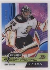 2021 Upper Deck Synergy Exceptional Stars Blue 208/299 John Gibson #ES-JG 14h9