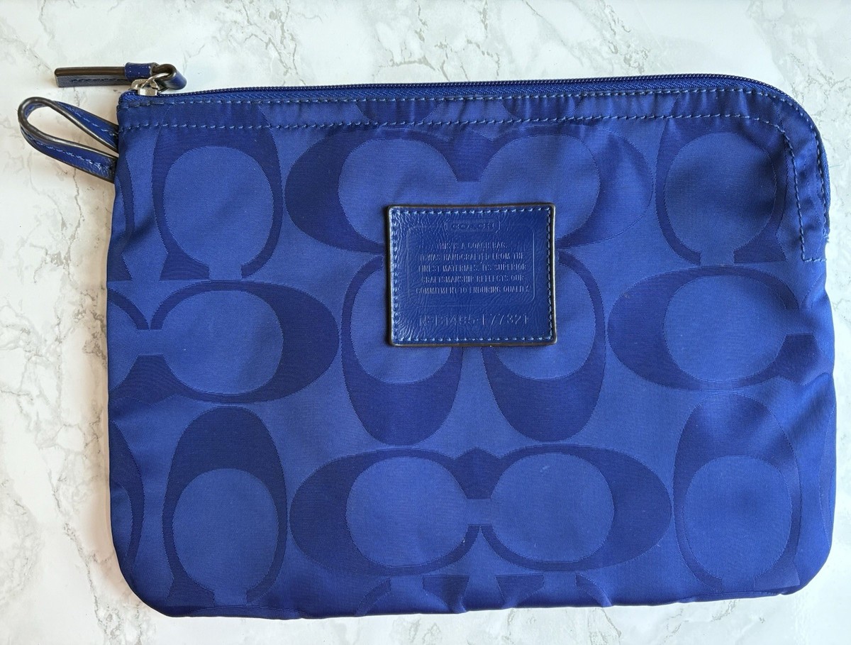Y2K Coach blue zip cosmetic pouch | eBay