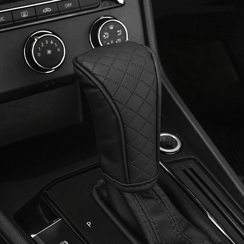 Car Hand Gear Shift Knob Cover PU Leather No Slip Protector Car Accessories - Image 2 of 4