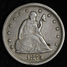 1875-S Seated Liberty Twenty Cent Piece XF+ E358 TWKCPT