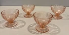 Set of 4 Jeannette Floral Poinsettia Pink Depression Glass Sherbet Dessert Bowls