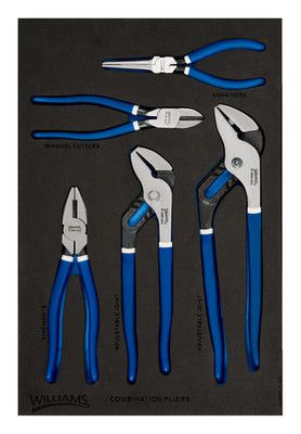 Williams JHWFPLS-4GL 4pc Cutting & Utility Plier Set in 1/3 Foam Drawer Insert