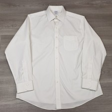 Brooks Brothers Dress Shirt Mens 16-33 Regent Fit Solid White Non Iron Stretch