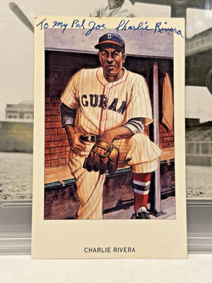 Charlie Rivera Auto Ron Lewis Negro League Postcard nice inscription in the back