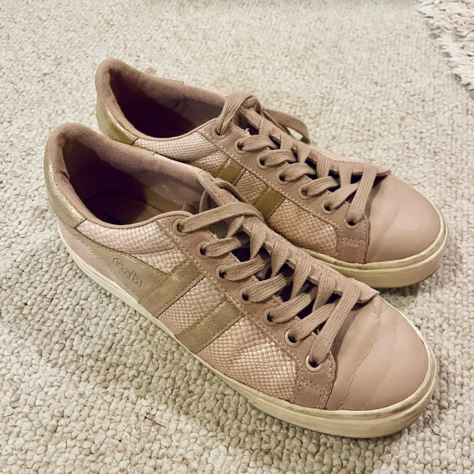 Tenis para mujer Gola Classics Orchid II Lizard en color rosa y dorado 7” Foto 3 de 4