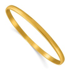 14K Yellow Gold Satin Solid 4.3mm Slip-on Bangle Bracelet