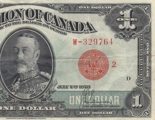1923 DOMINION OF CANADA KGV $1 RED SEAL X RARE (( VF ))