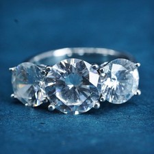 Size 8, vintage Sterling 925 silver handmade ring with cluster Cz