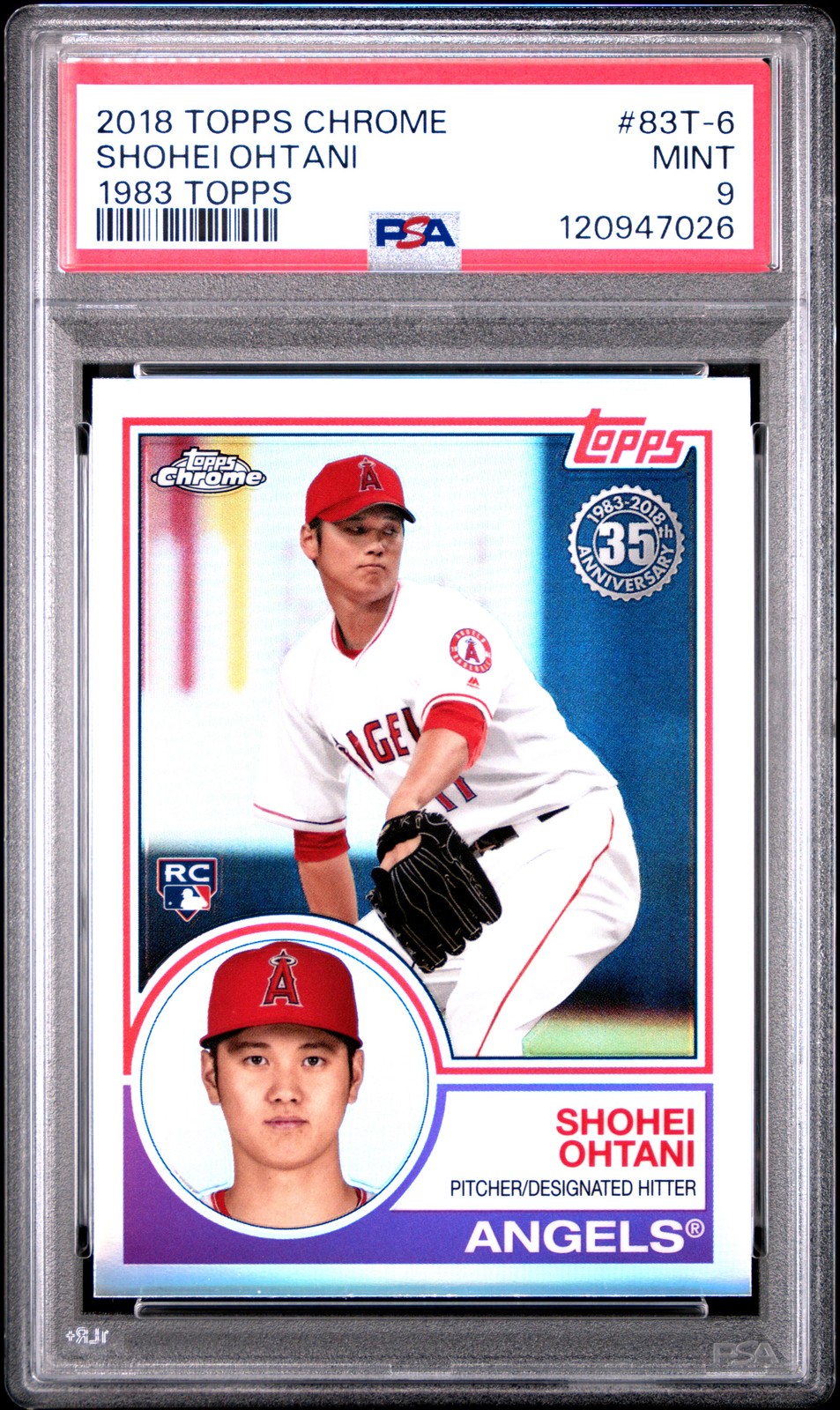 2018 TOPPS CHROME 1983 TOPPS #83T-6 SHOHEI OHTANI PSA 9