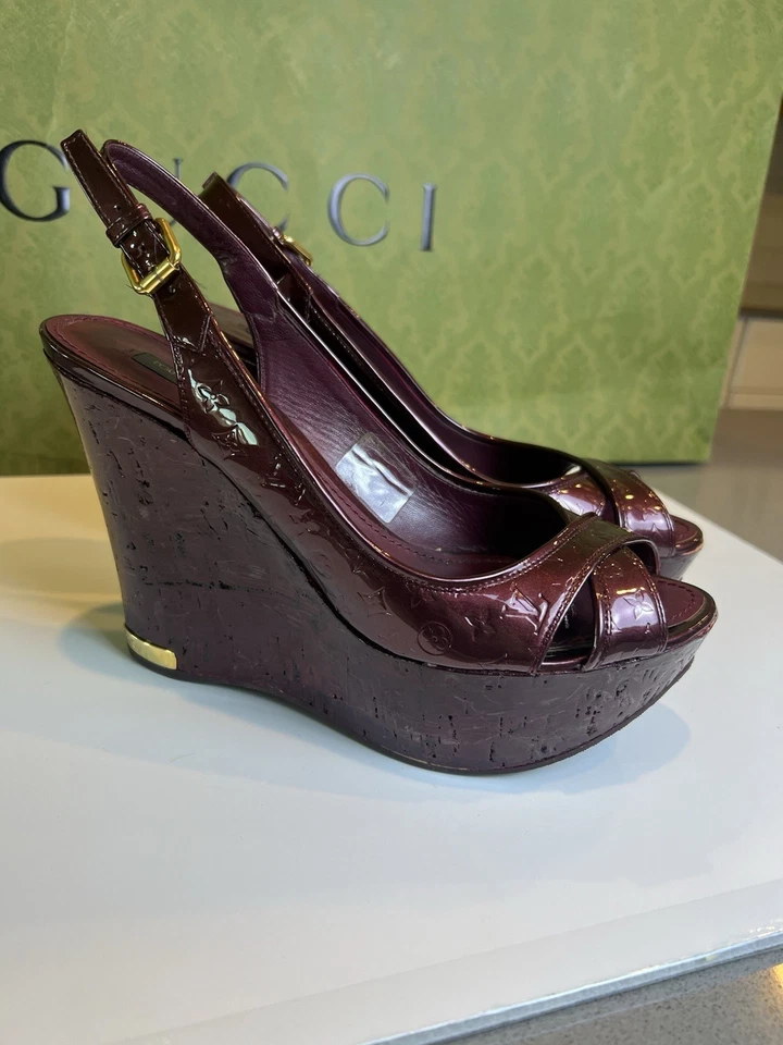Zapatos Louis Vuitton Cuña Talla 39 Cuero Púrpura Apenas Usados. Gran oferta Foto 2 de 4