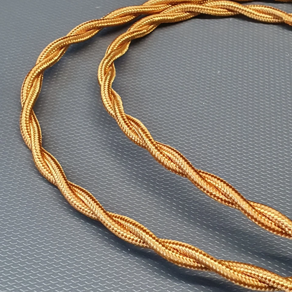 Fil électrique gainé tissu doré pour restauration de lampe ancienne / lustre - Photo 4/4