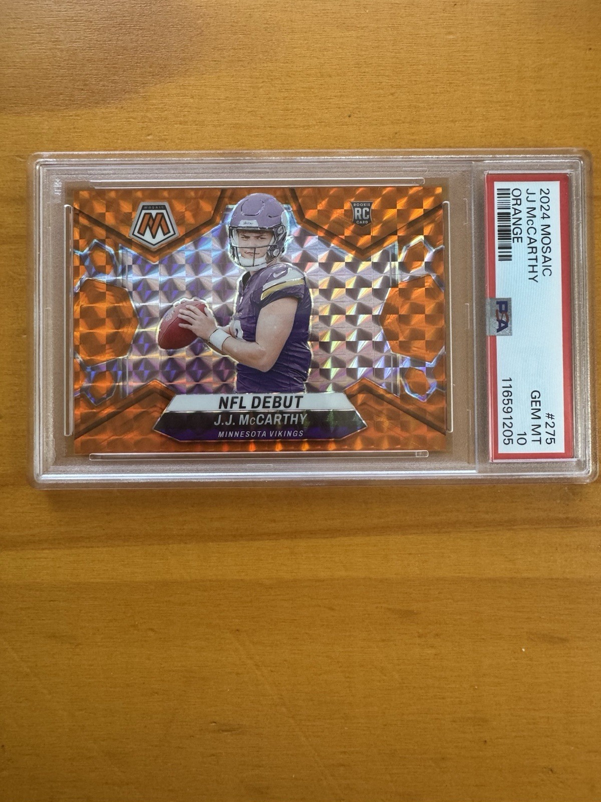 2024 Mosaic JJ McCarthy Orange Prizm NFL Debut Rookie PSA 10 /199 Vikings 🔥🔥