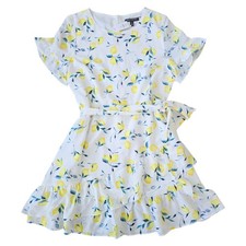 Banana Republic NWT Yellow Lemon Print Sundress Size 12 P Petite Flutter Ruffles