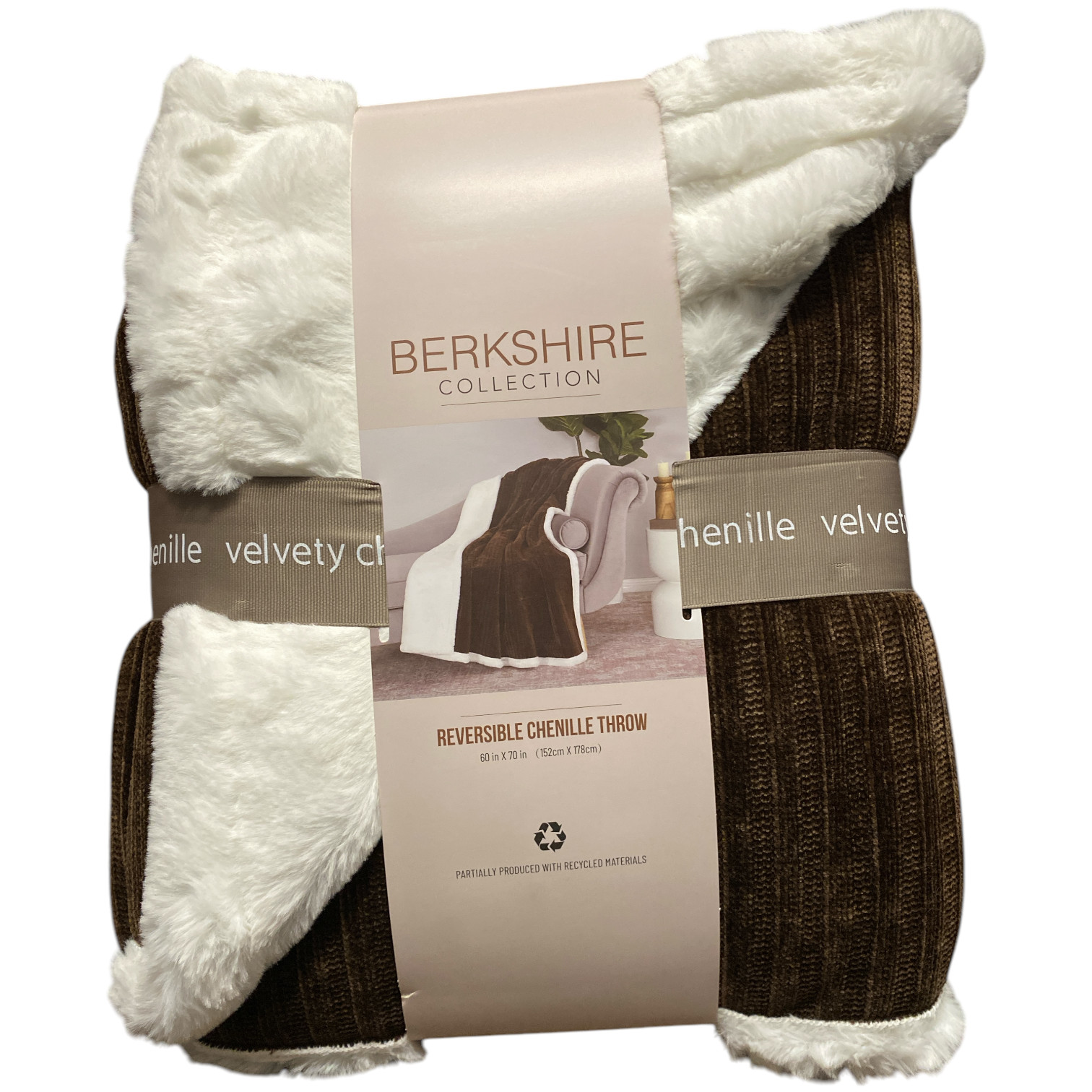 Роскошное уютное покрывало из синели Berkshire Collection, 60 x 70 (коричневое)