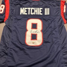 John Metchie III Autographed Signed XL Custom Texans Jersey-Beckett Witnessed